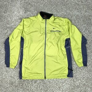 Vintage Nike Jacket Womens Large Yellow Zip Windbreaker‎ Reflective Running 90s